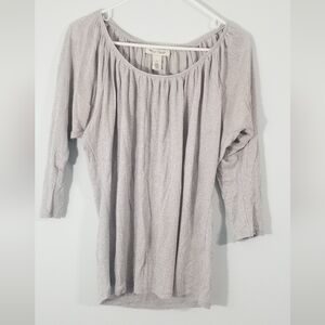 White House Black Market Metallic Silver Sparkly Top. 3/4 Length Sleeves. Size M